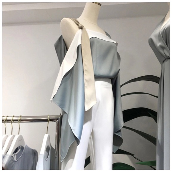 Silky Multi Color Asymmetrical Strappy Top - Picture 6 of 7